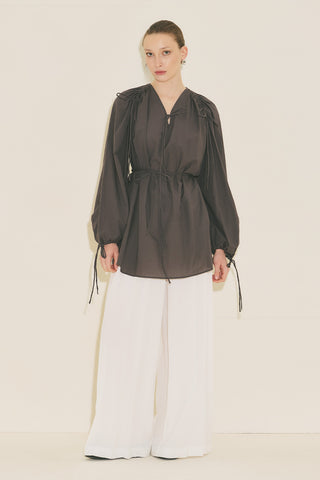 Tie Detail Tunic Brown