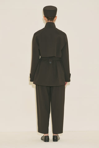 High Neck Belted Trench Coat Dark Brown