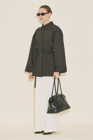 Woven Striped Shirt Brown