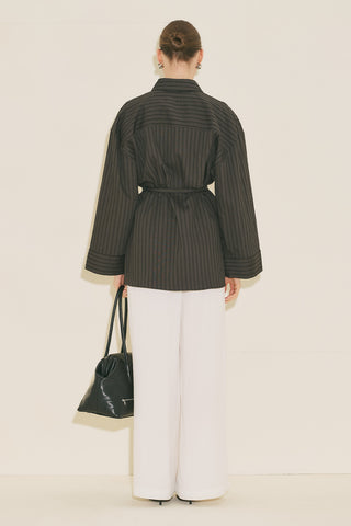 Woven Striped Shirt Brown