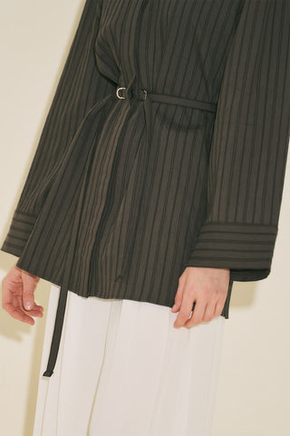Woven Striped Shirt Brown