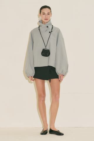 Melva Short Trench Coat With Wide Sleeves Blue