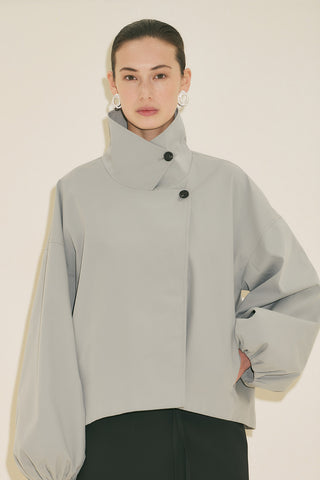 Melva Short Trench Coat With Wide Sleeves Blue