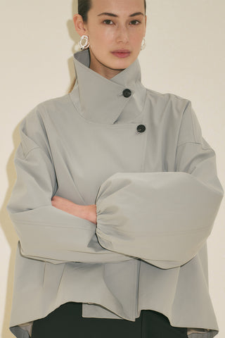 Melva Short Trench Coat With Wide Sleeves Blue
