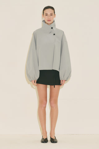 Melva Short Trench Coat With Wide Sleeves Blue