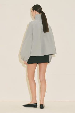 Melva Short Trench Coat With Wide Sleeves Blue