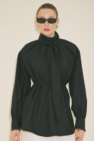 Tie Neck Blouse Black