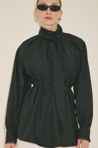 Tie Neck Blouse Black