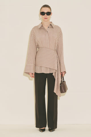 Belt Detail Striped Shirt Tile