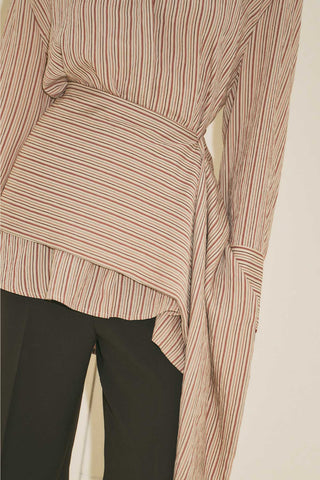 Belt Detail Striped Shirt Tile