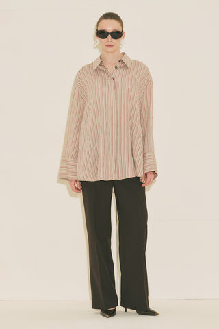 Belt Detail Striped Shirt Tile