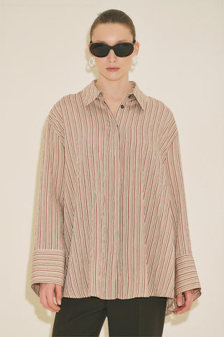 Belt Detail Striped Shirt Tile