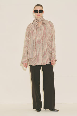 Belt Detail Striped Shirt Tile