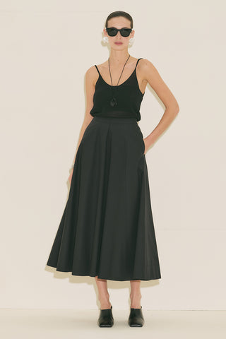 Panel Detail Flared Skirt Black