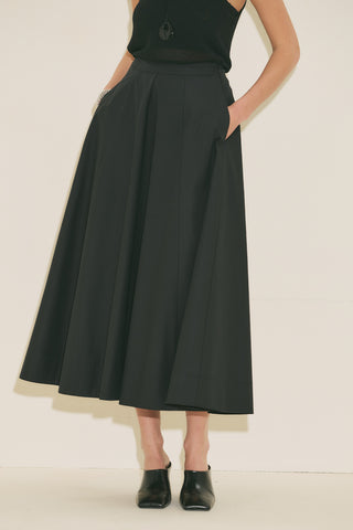 Panel Detail Flared Skirt Black