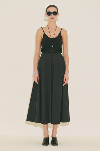 Panel Detail Flared Skirt Black