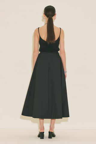 Panel Detail Flared Skirt Black