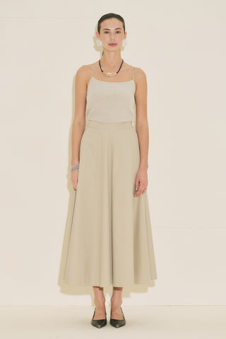 Panel Detail Flared Skirt Stone