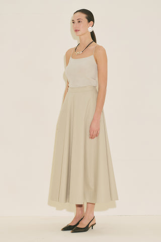 Panel Detail Flared Skirt Stone