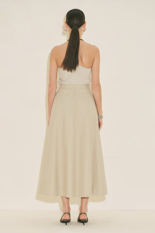 Panel Detail Flared Skirt Stone