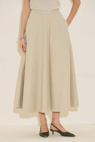 Panel Detail Flared Skirt Stone