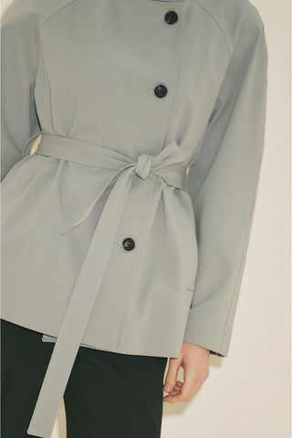 Henna High Neck Trench Coat Blue