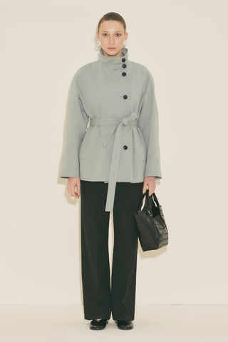 Henna High Neck Trench Coat Blue