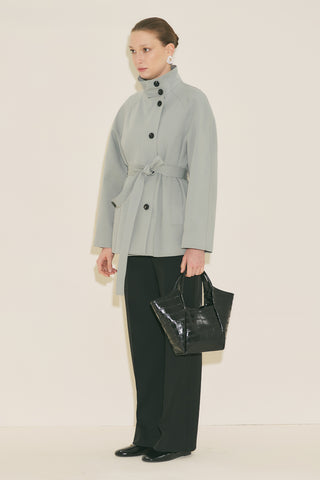 Henna High Neck Trench Coat Blue
