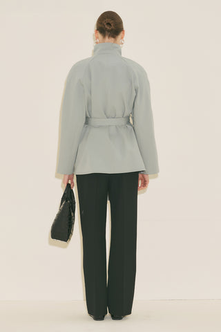 Henna High Neck Trench Coat Blue