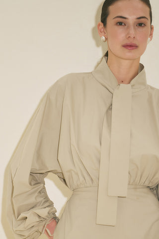 Wide Sleeve Design Dress Khaki