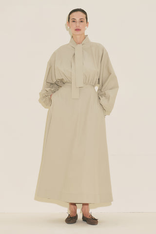Wide Sleeve Design Dress Khaki