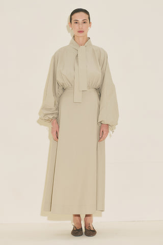 Wide Sleeve Design Dress Khaki
