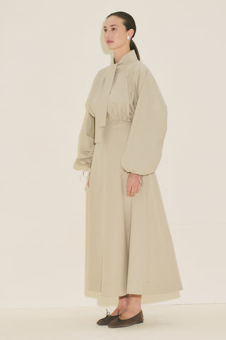 Wide Sleeve Design Dress Khaki