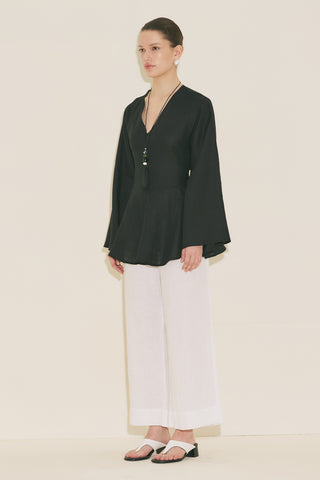 100% Linen Voluminous Tunic Black