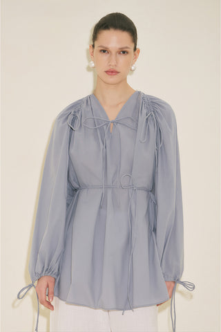 Tie Detail Tunic Blue