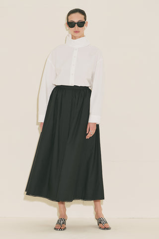 High Neck Cropped Shirt Ecru