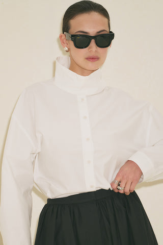 High Neck Cropped Shirt Ecru
