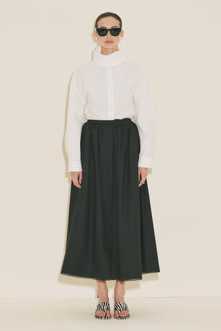 High Neck Cropped Shirt Ecru