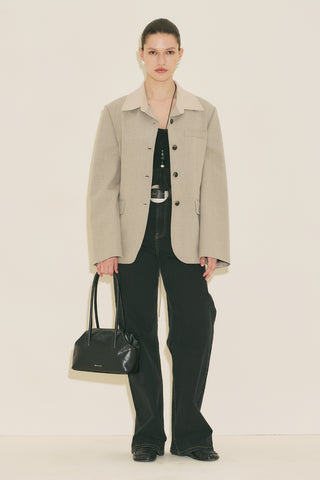 Contrast Collar Blazer Stone