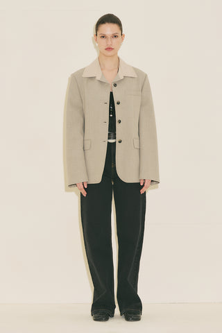 Contrast Collar Blazer Stone