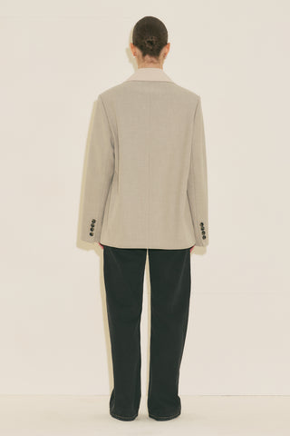 Contrast Collar Blazer Stone