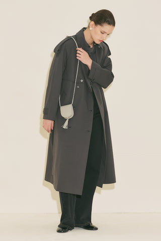 Malia Double Collar Trench Coat Anthracite