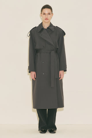 Malia Double Collar Trench Coat Anthracite