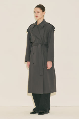Malia Double Collar Trench Coat Anthracite