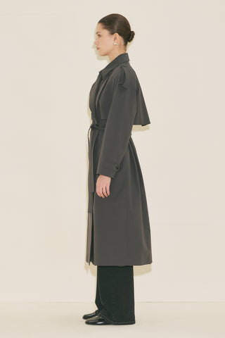 Malia Double Collar Trench Coat Anthracite