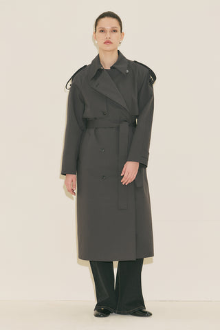 Malia Double Collar Trench Coat Anthracite