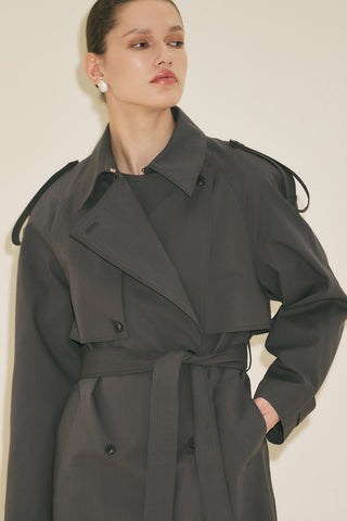 Malia Double Collar Trench Coat Anthracite