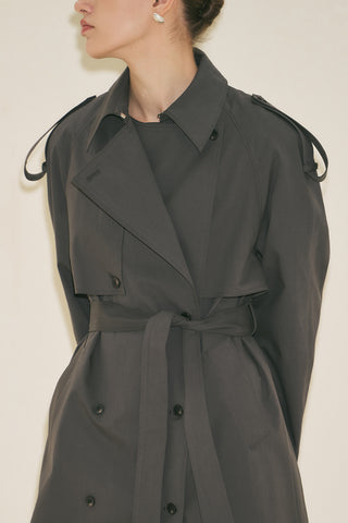 Malia Double Collar Trench Coat Anthracite