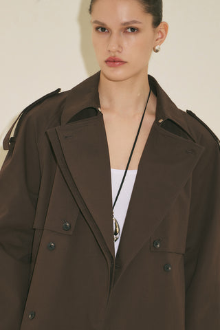 Malia Double Collar Trench Coat Brown