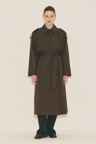 Malia Double Collar Trench Coat Brown